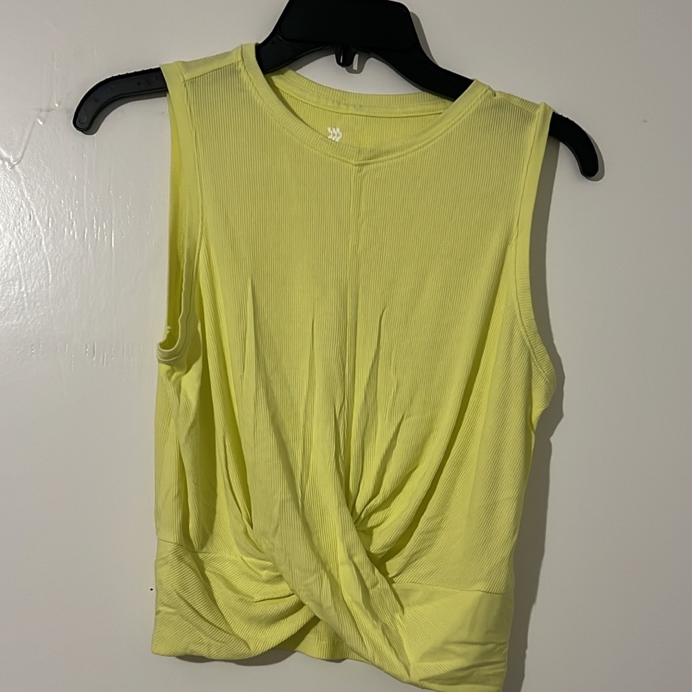 Yellow Sleeveless Twist Front Top